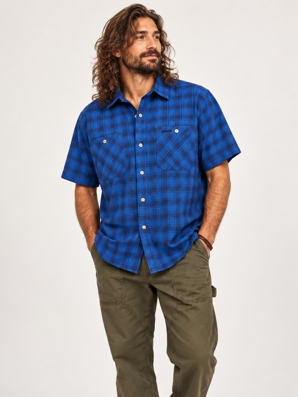 Orvis Classic Collection XL Blue Plaid Short Sleeve Outdoor Shirt